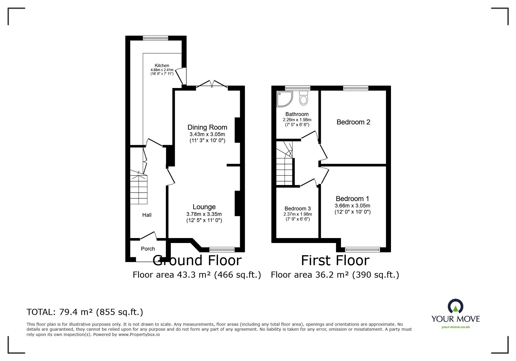 Floorplan of 3 bedroom End Terrace House for sale, Wilmot Road, Dartford, Kent, DA1