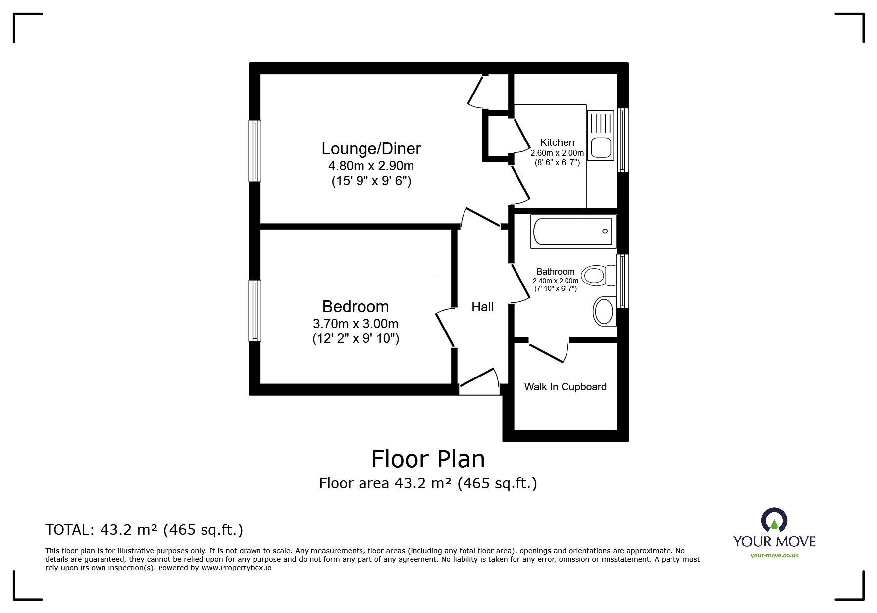 Floorplan of 1 bedroom  Flat for sale, Cutty Sark Court, Low Close, Kent, DA9