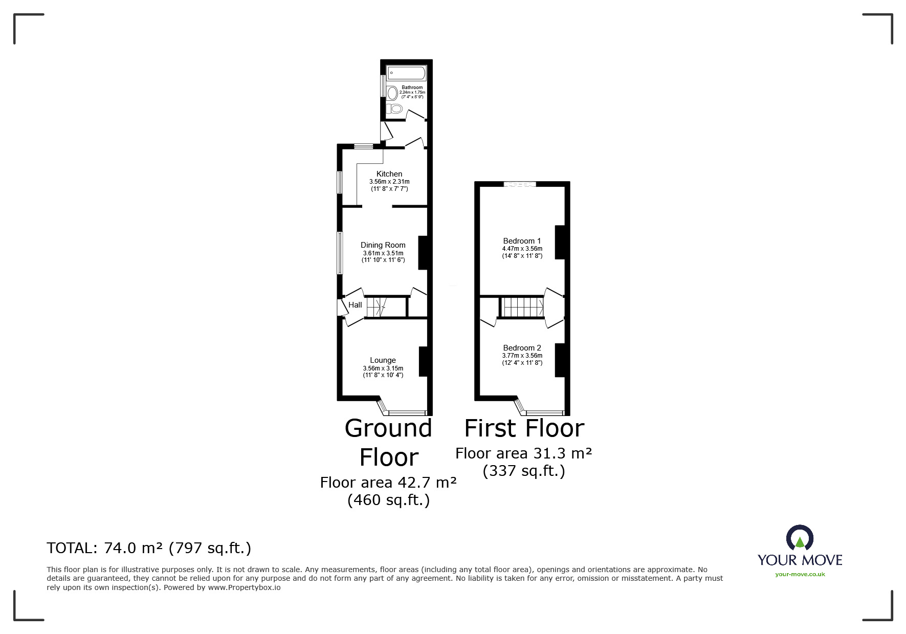 Floorplan of 2 bedroom Semi Detached House for sale, Royal Road, Dartford, Kent, DA2