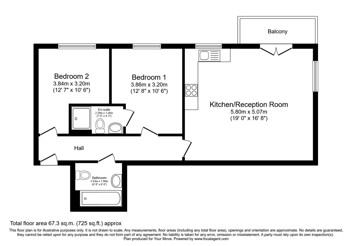 Floorplan of 2 bedroom  Flat for sale, Longreach, Vickers Lane, Dartford, DA1