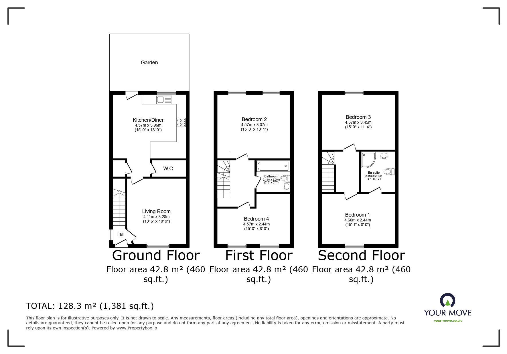 Floorplan of 4 bedroom Mid Terrace House to rent, Clearwater Lane, Dartford, Kent, DA1