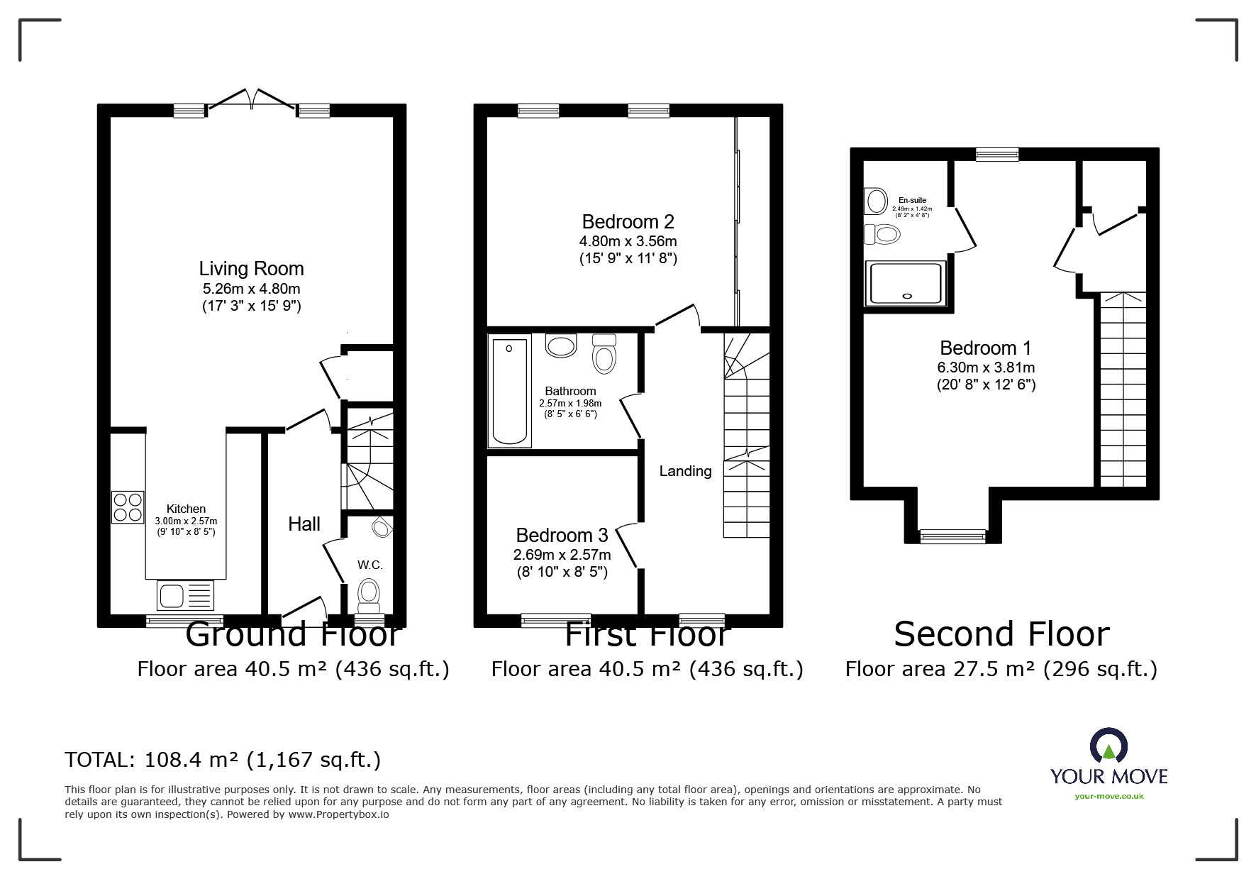 Floorplan of 3 bedroom End Terrace House for sale, Fourier Grove, Dartford, Kent, DA1