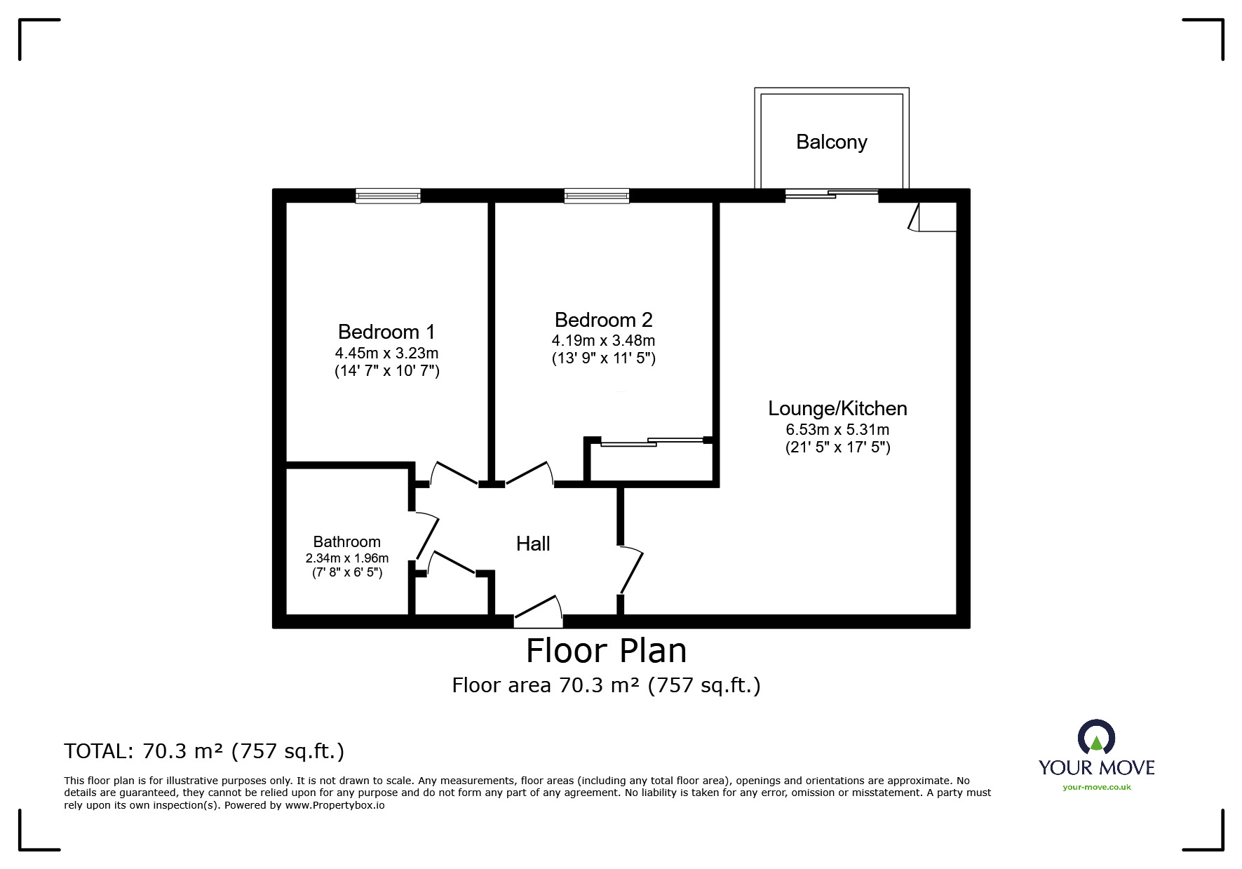 Floorplan of 2 bedroom  Flat for sale, Sherbourne Close, Dartford, Kent, DA1