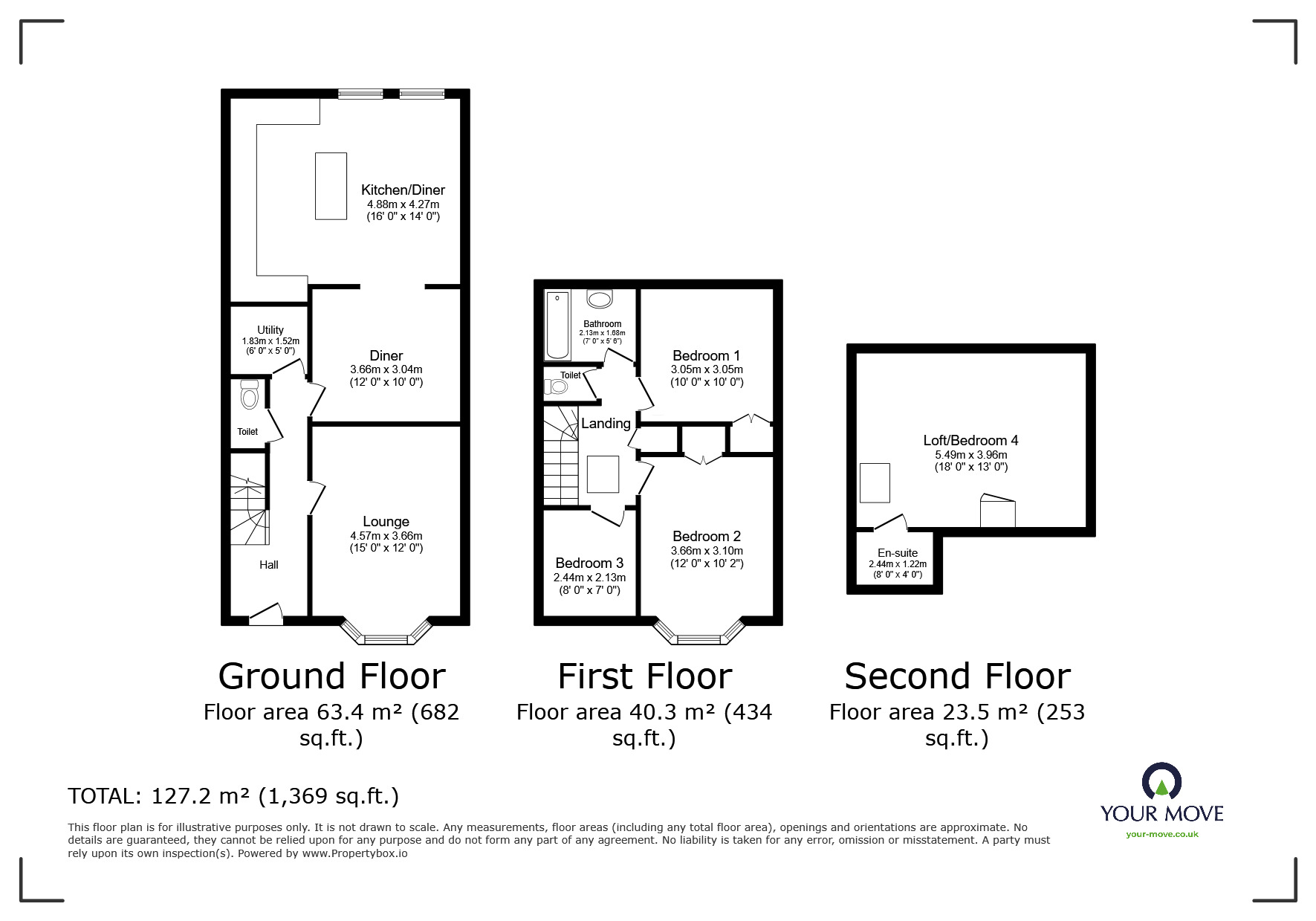 Floorplan of 4 bedroom Semi Detached House for sale, Broomhill Road, Dartford, Kent, DA1