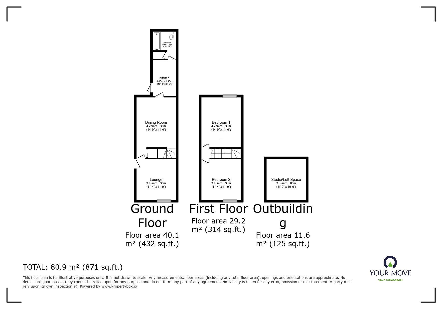 Floorplan of 2 bedroom Semi Detached House for sale, Common Lane, Wilmington, Kent, DA2