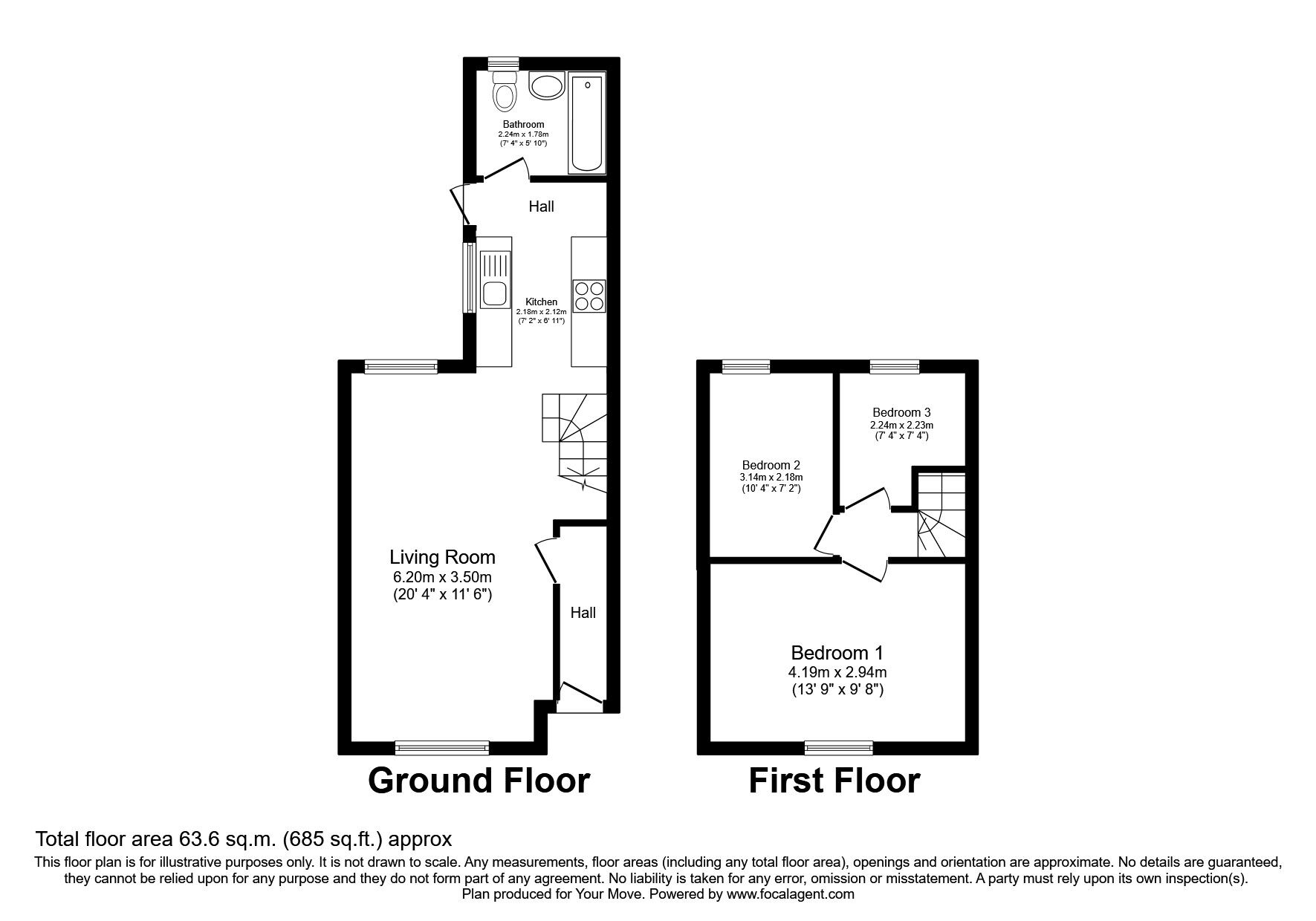 Floorplan of 3 bedroom End Terrace House for sale, Mildred Close, Dartford, Kent, DA1