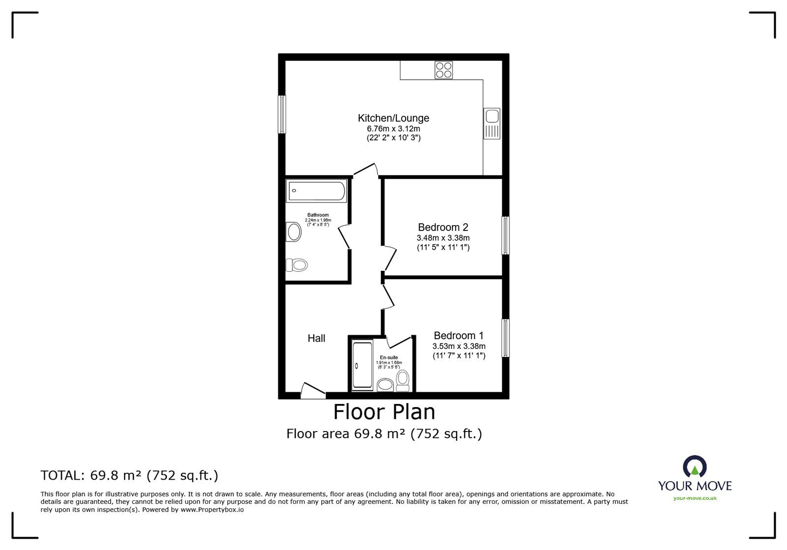 Floorplan of 2 bedroom  Flat to rent, Castleridge Drive, Greenhithe, Kent, DA9