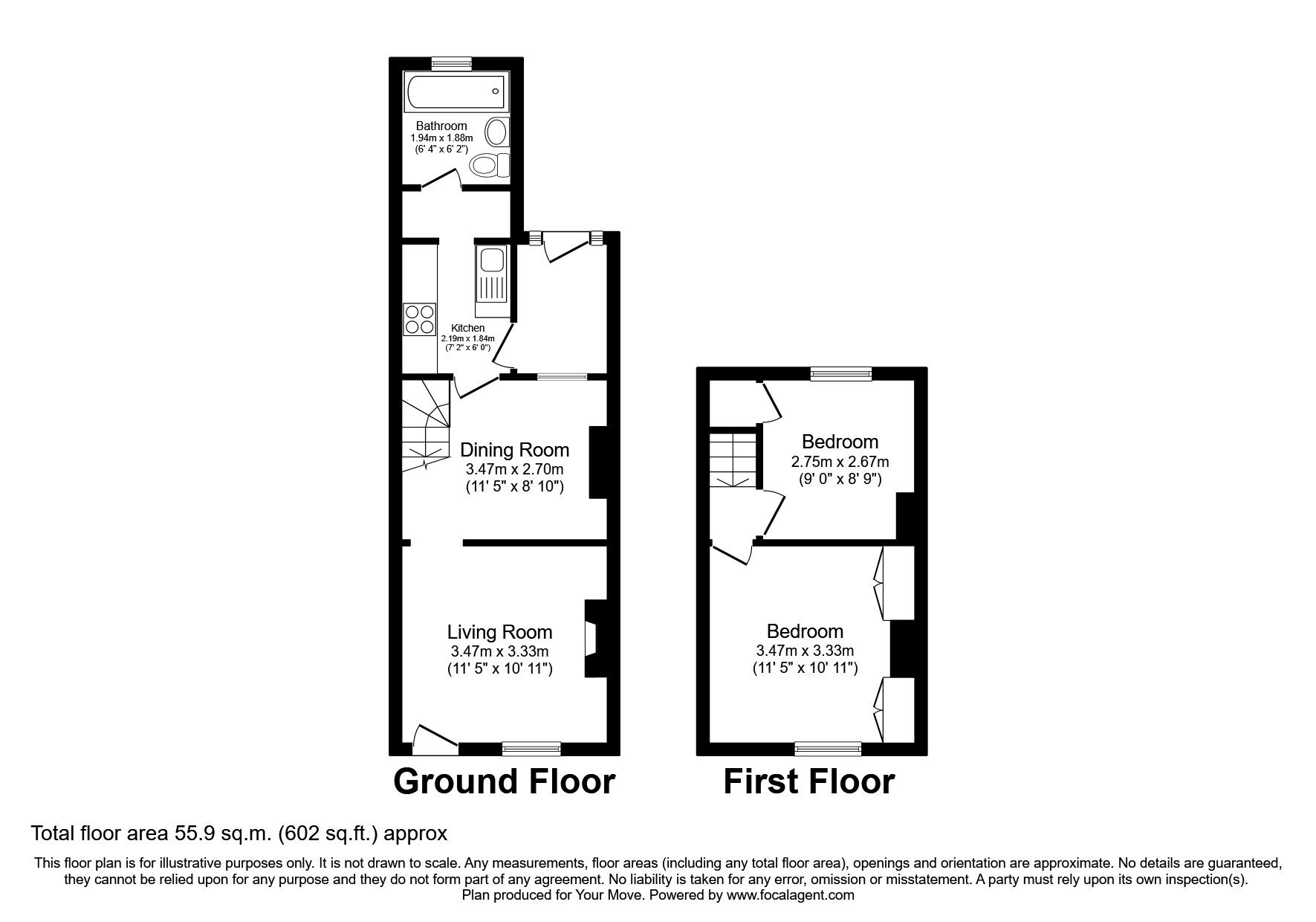 Floorplan of 2 bedroom End Terrace House for sale, Great Queen Street, Dartford, Kent, DA1