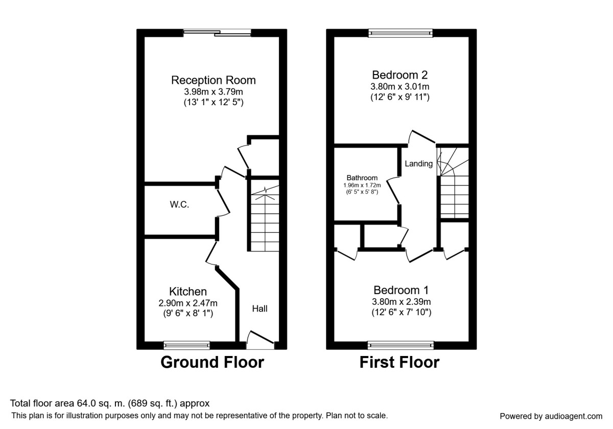 Floorplan of 2 bedroom Mid Terrace House for sale, Fairfax Court, Dartford, DA1