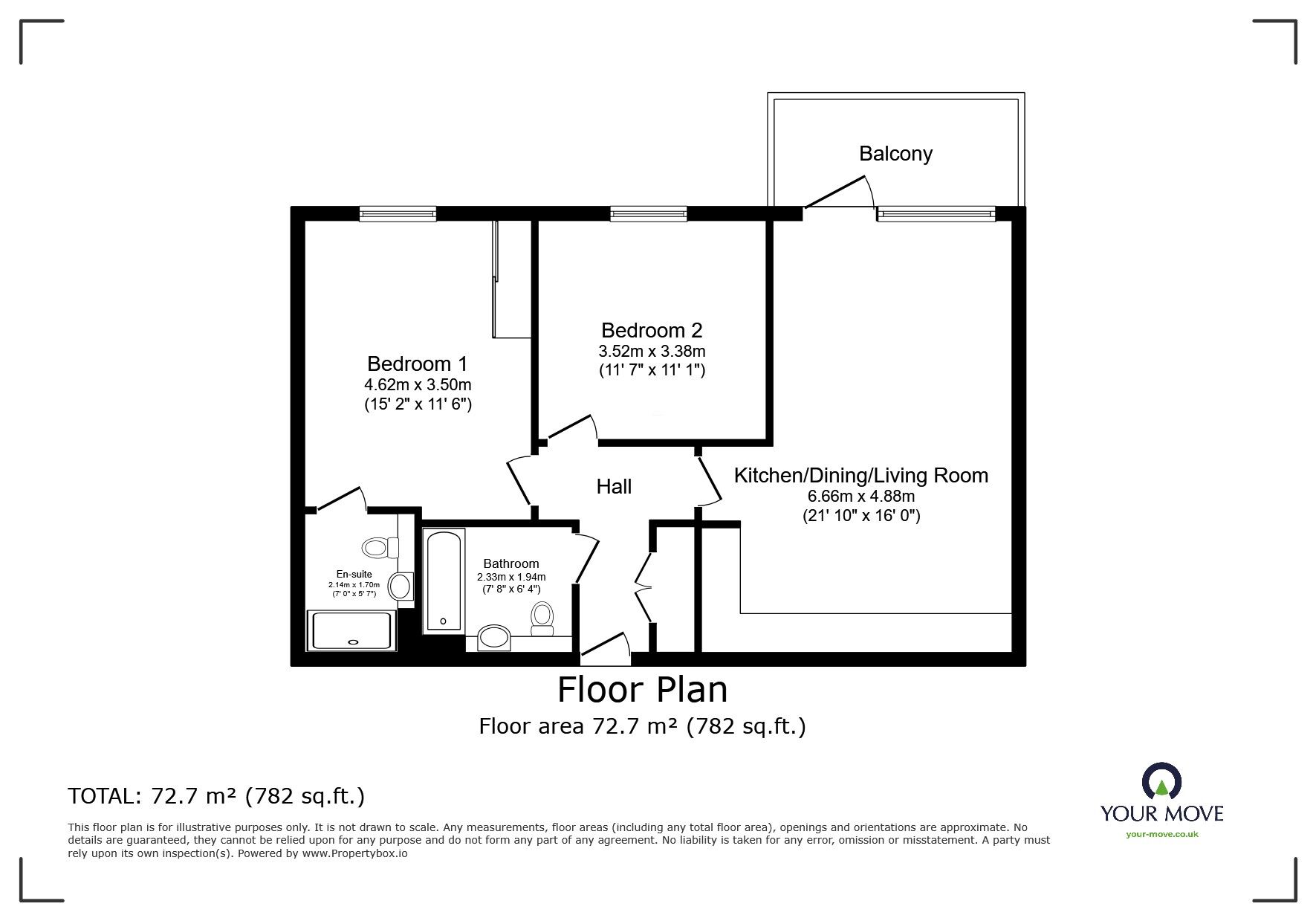 Floorplan of 2 bedroom  Flat for sale, Brewers Square, Dartford, Kent, DA1