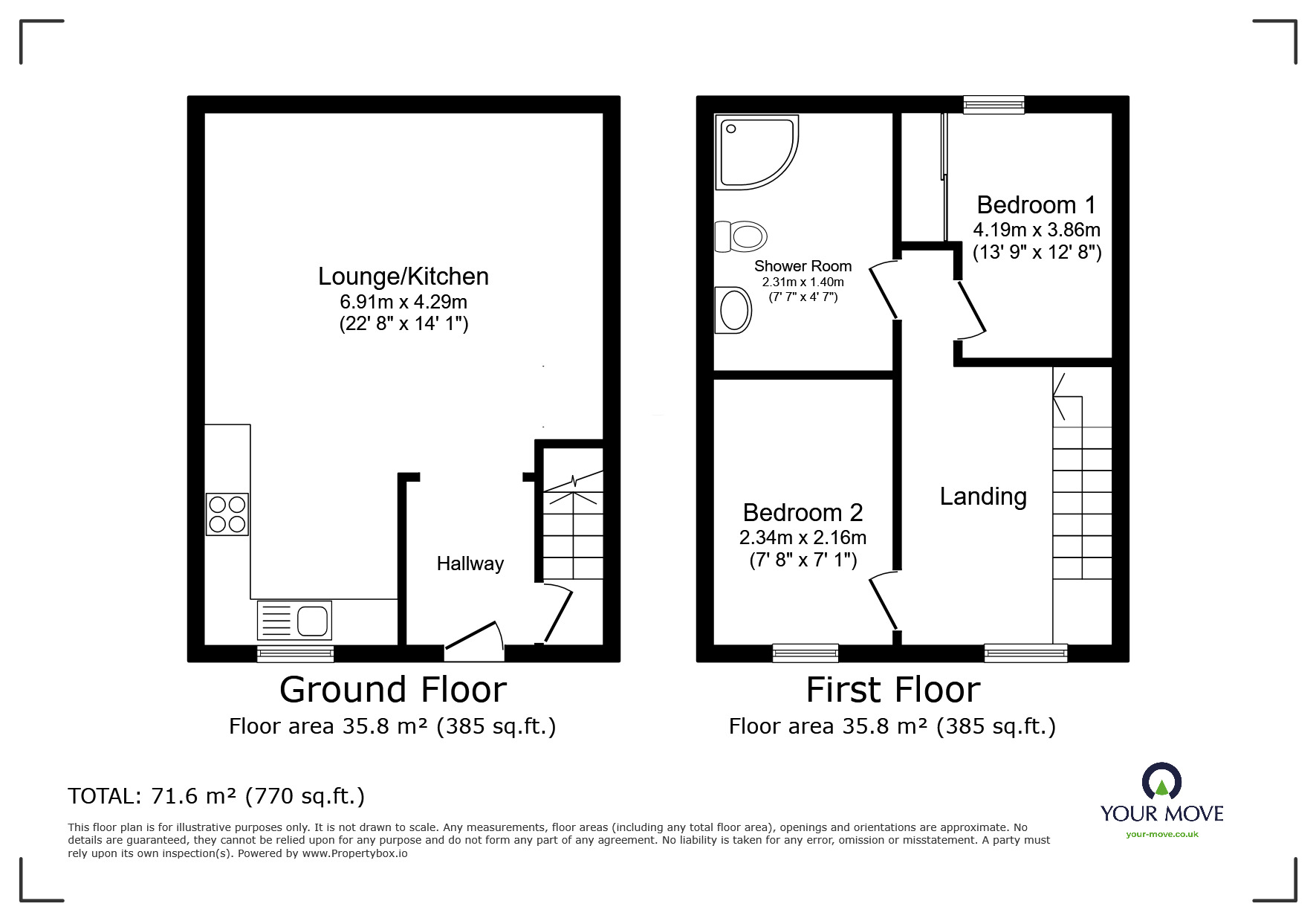 Floorplan of 2 bedroom Mid Terrace House to rent, Cherry Avenue, Swanley, Kent, BR8