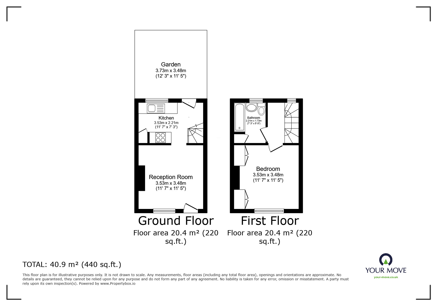 Floorplan of 1 bedroom Mid Terrace House for sale, West Hill, Dartford, Kent, DA1