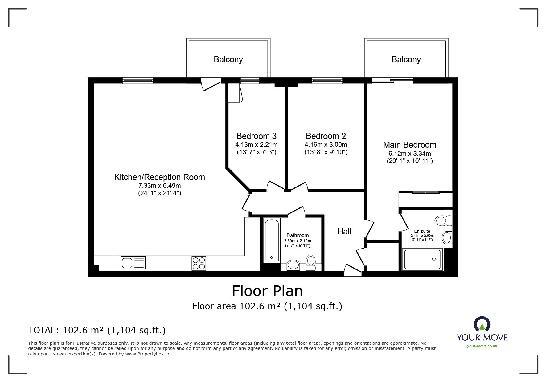 Floorplan of 3 bedroom  Flat to rent, Oldfield Place, Dartford, Kent, DA1