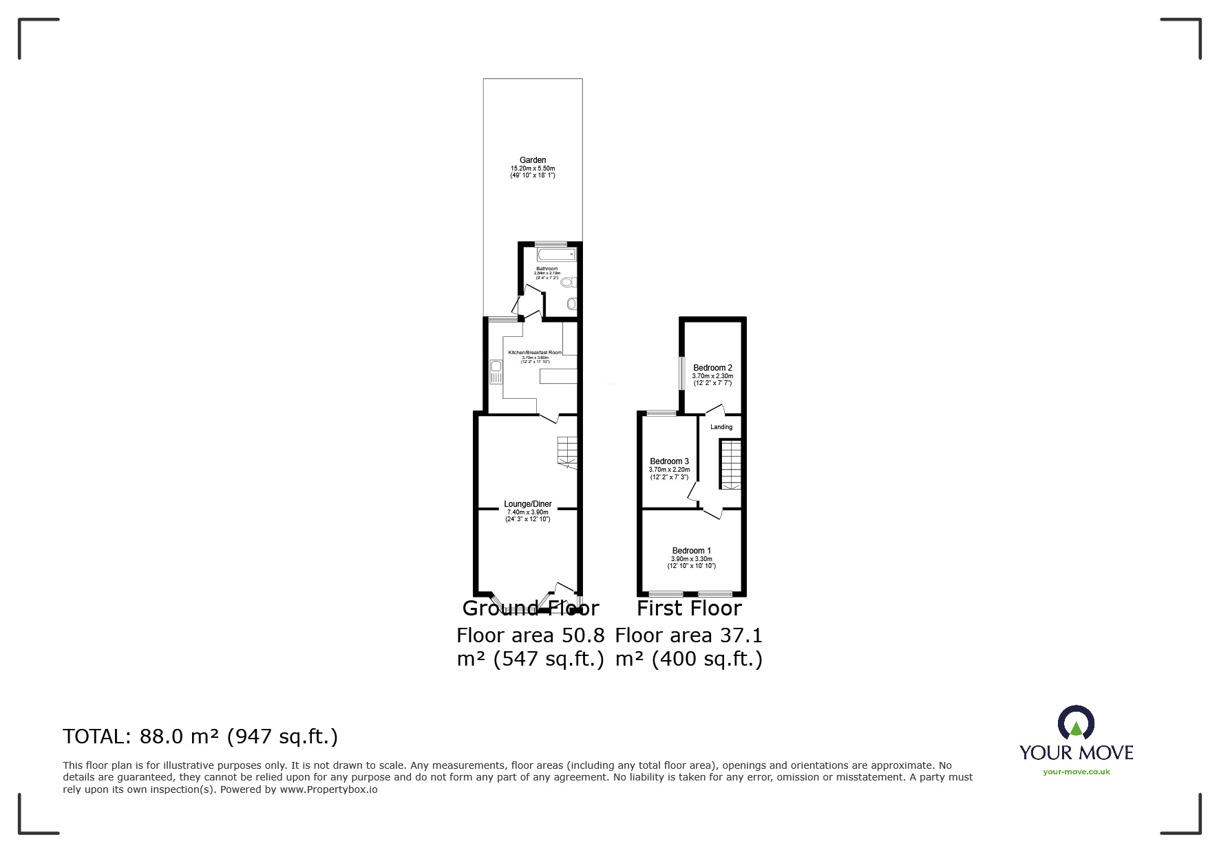 Floorplan of 3 bedroom Mid Terrace House for sale, Charles Street, Greenhithe, Kent, DA9