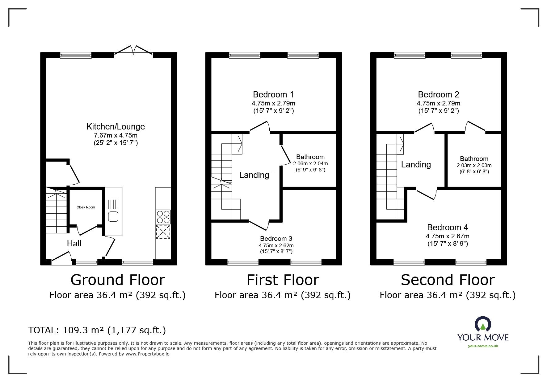 Floorplan of 4 bedroom End Terrace House for sale, Bell Terrace, Dartford, Kent, DA1