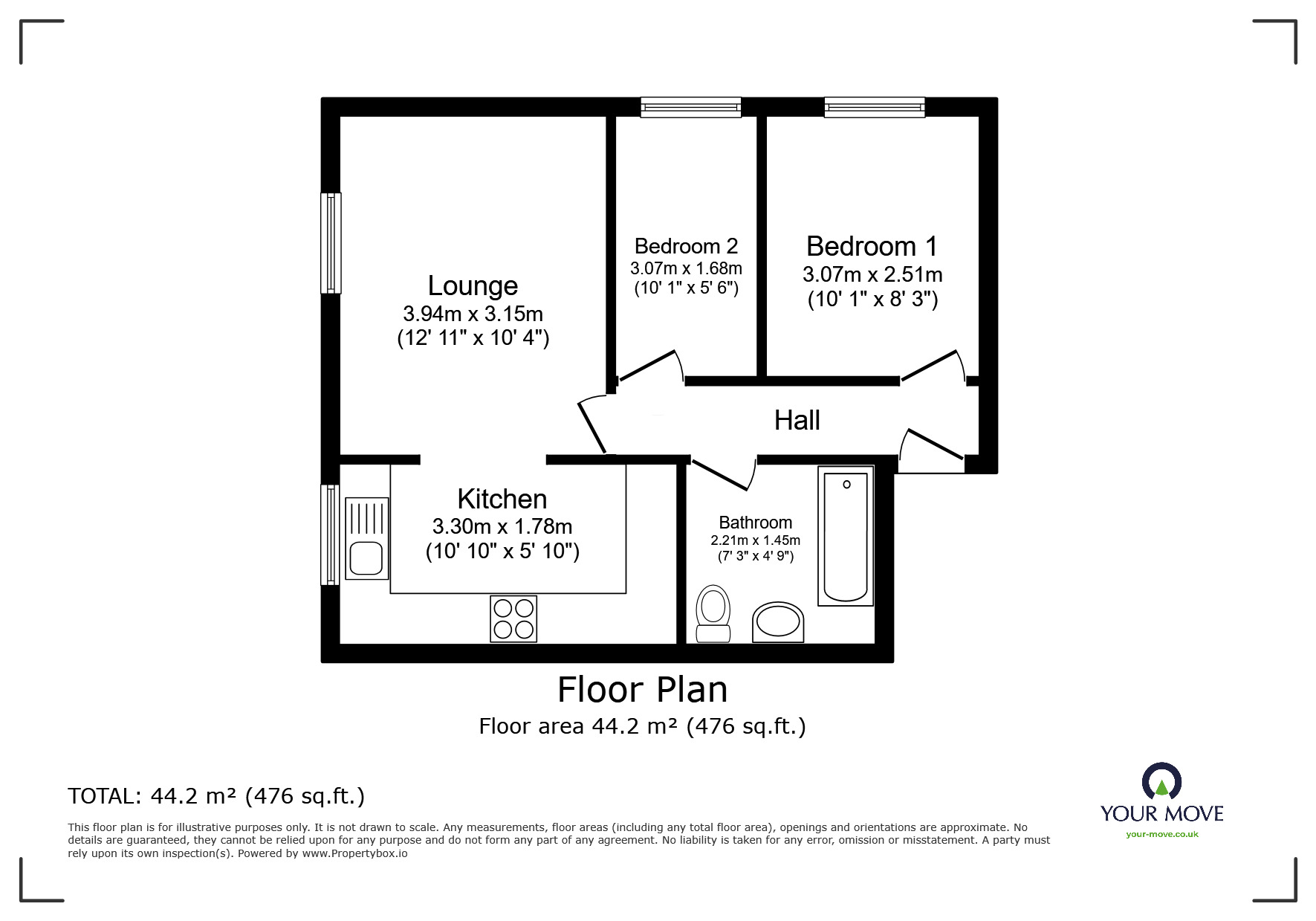 Floorplan of 2 bedroom  Flat to rent, Priory Road, Dartford, Kent, DA1