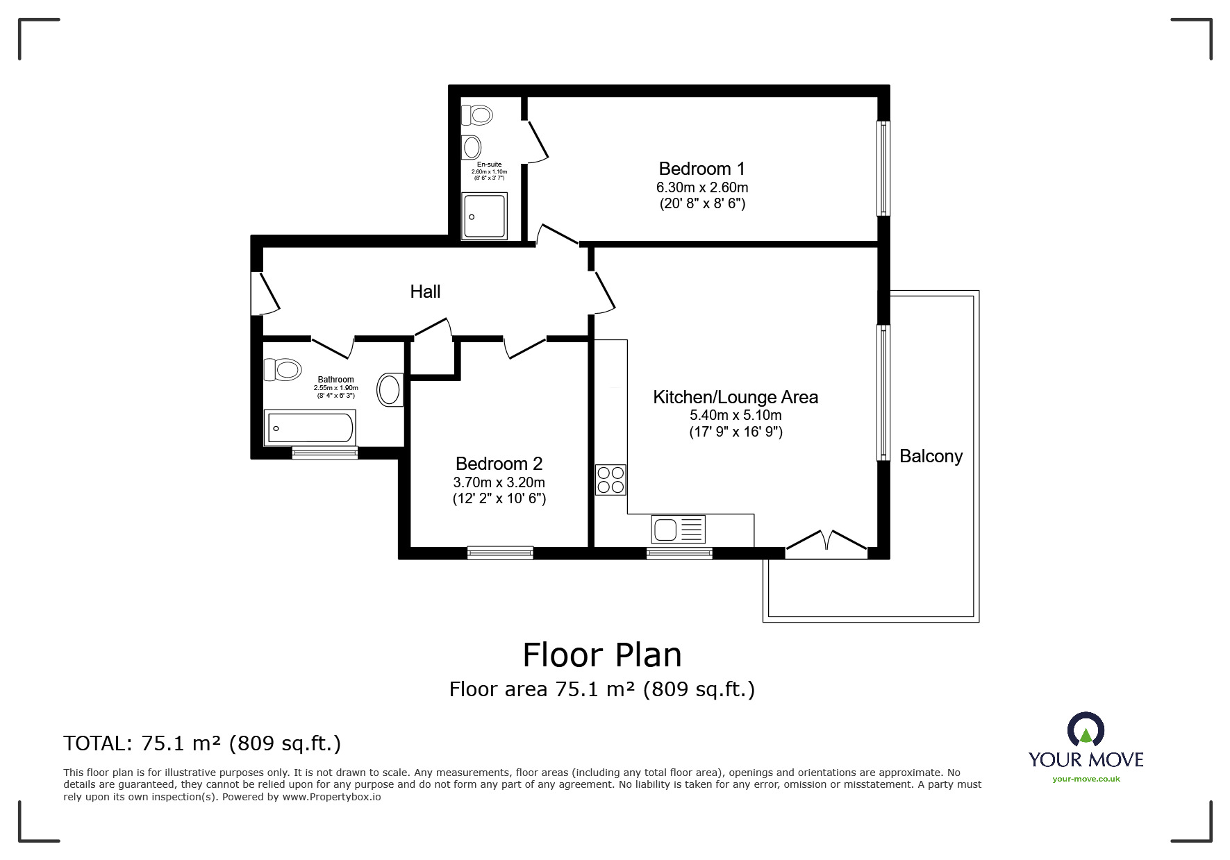 Floorplan of 2 bedroom  Flat for sale, Longreach, Vickers Lane, Kent, DA1