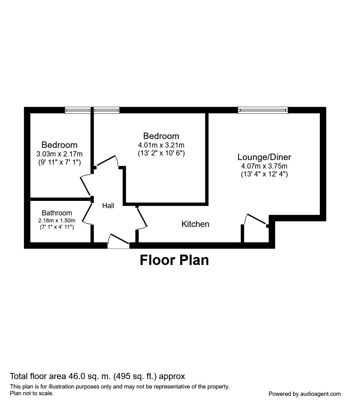 Floorplan of 2 bedroom  Flat to rent, Thornaby Place, Thornaby, Cleveland, TS17