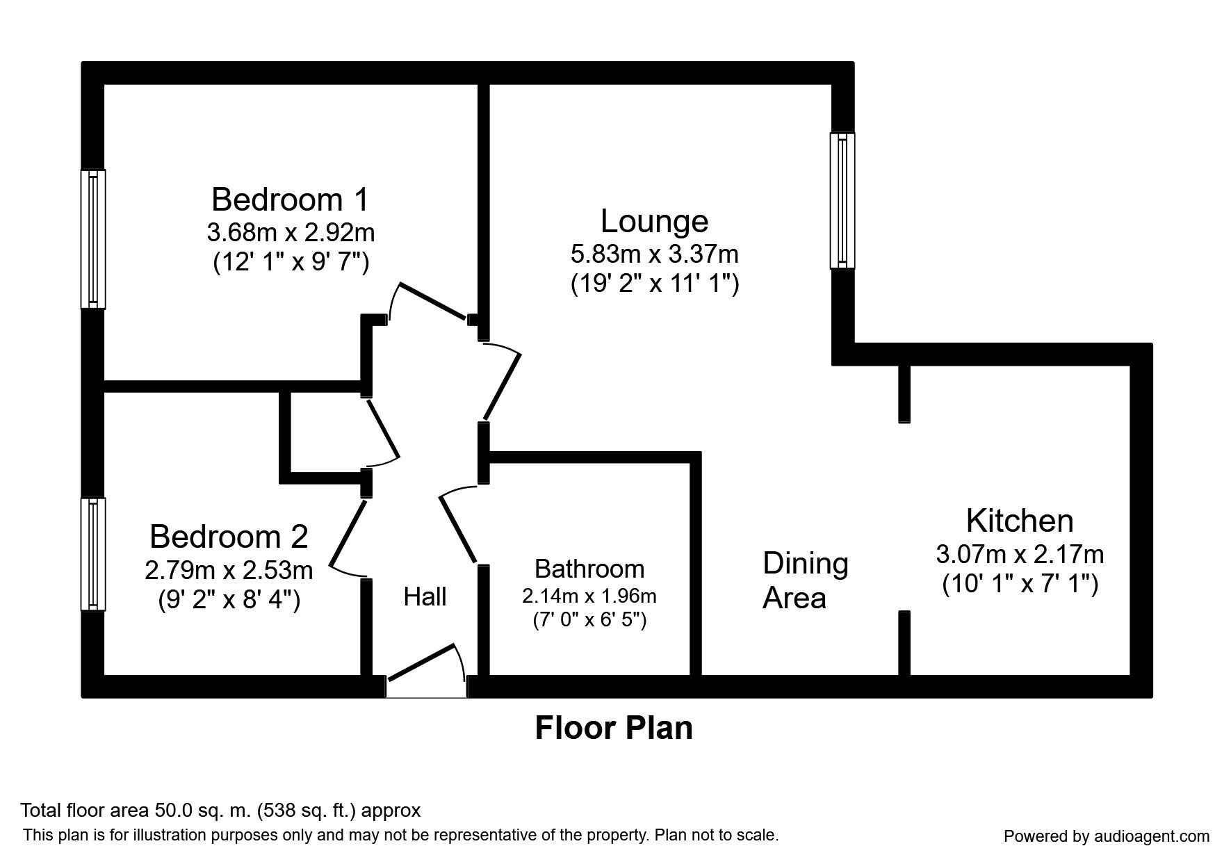 Floorplan of 2 bedroom  Flat to rent, Rockingham Court, Middlesbrough, Cleveland, TS5