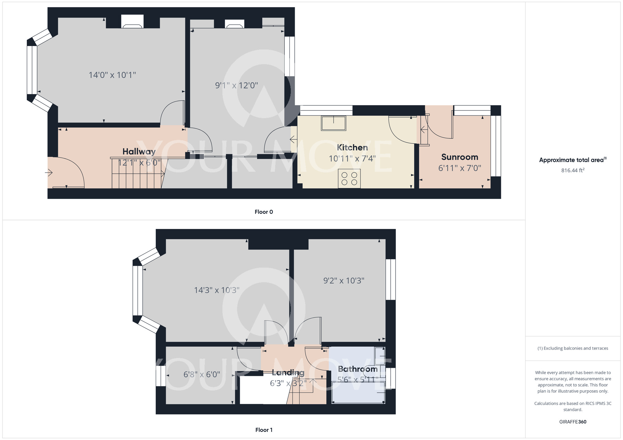 Floorplan of 3 bedroom Semi Detached House to rent, Ashford Avenue, Middlesbrough, Cleveland, TS5