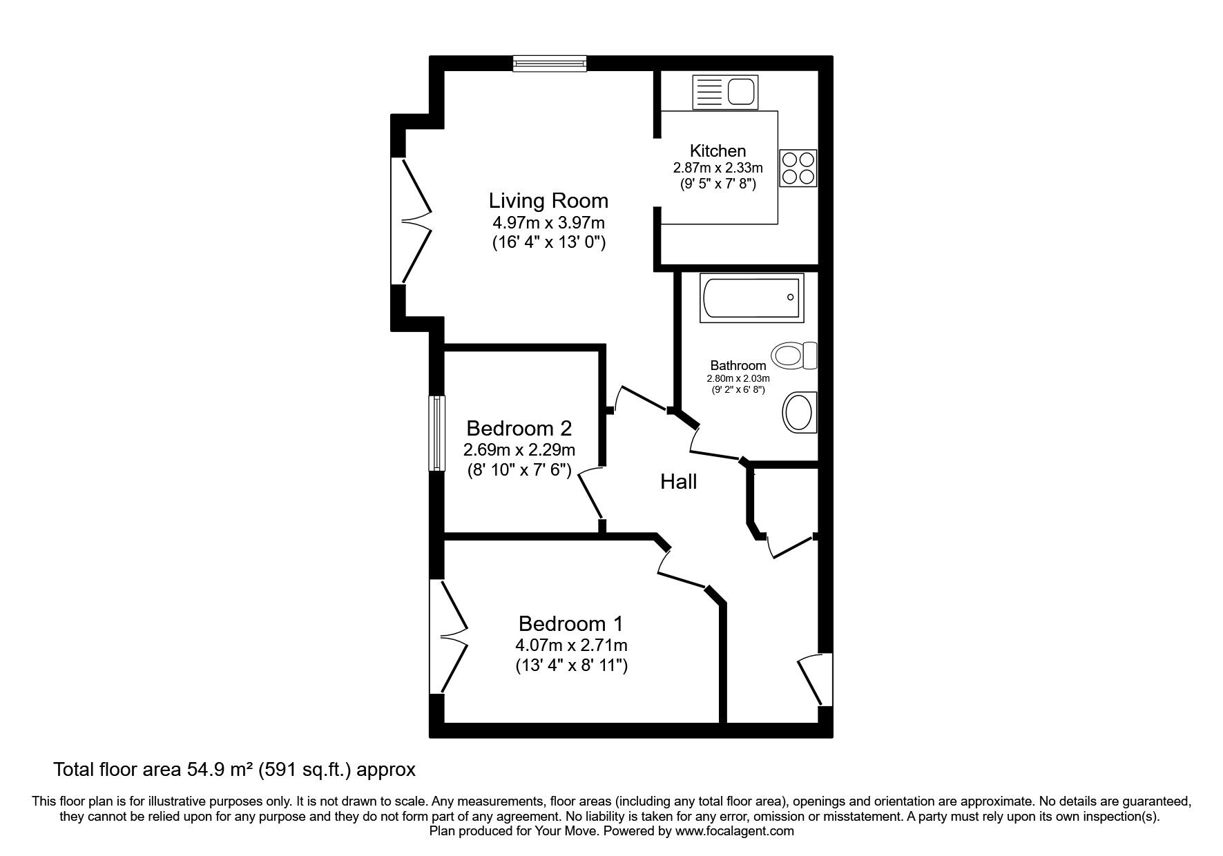 Floorplan of 2 bedroom  Flat for sale, Saw Mill Court, Bonnyrigg, Midlothian, EH19