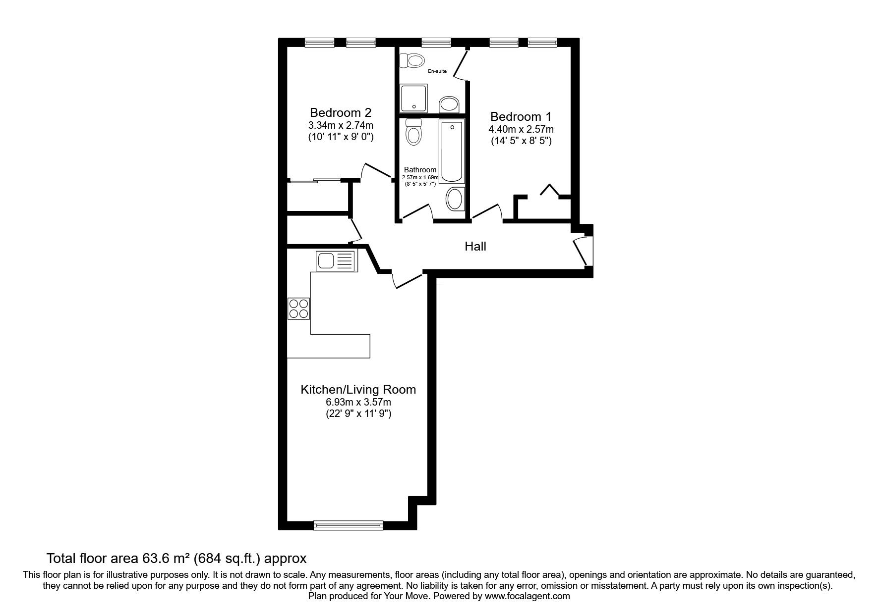 Floorplan of 2 bedroom  Flat for sale, Main Street, Newtongrange, Midlothian, EH22