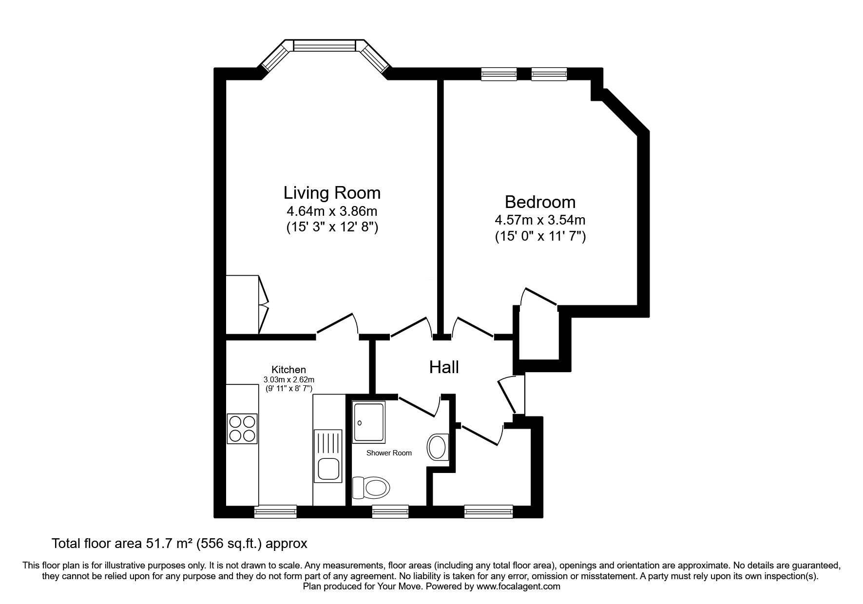 Floorplan of 1 bedroom  Flat for sale, Gibraltar Road, Dalkeith, Midlothian, EH22