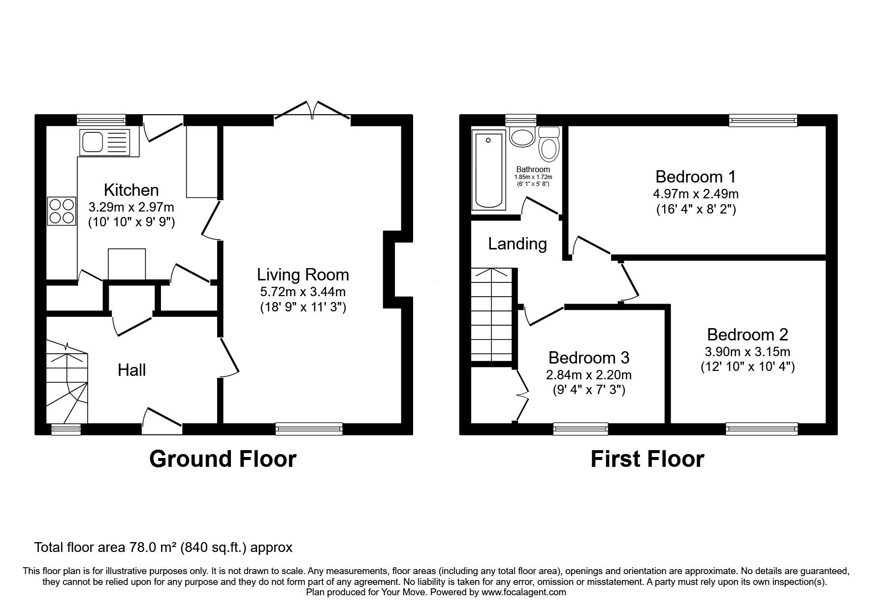 Floorplan of 3 bedroom Semi Detached House for sale, Anderson Avenue, Newtongrange, Dalkeith, EH22