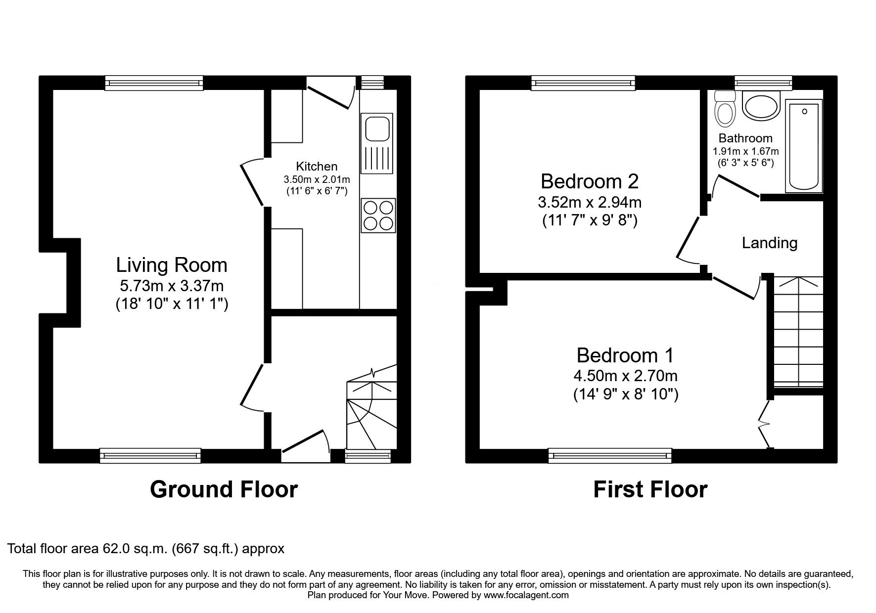 Floorplan of 2 bedroom Semi Detached House for sale, Park Avenue, Bilston, Midlothian, EH25