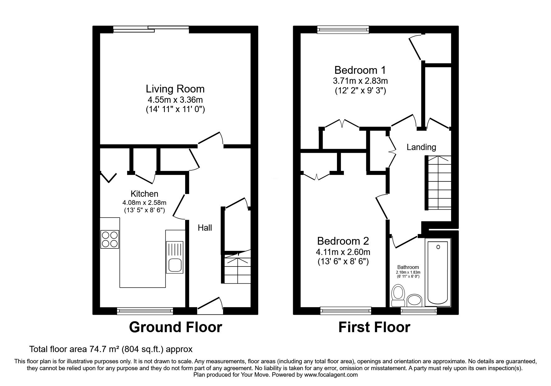 Floorplan of 2 bedroom End Terrace House for sale, Hyvot Green, Edinburgh, Midlothian, EH17