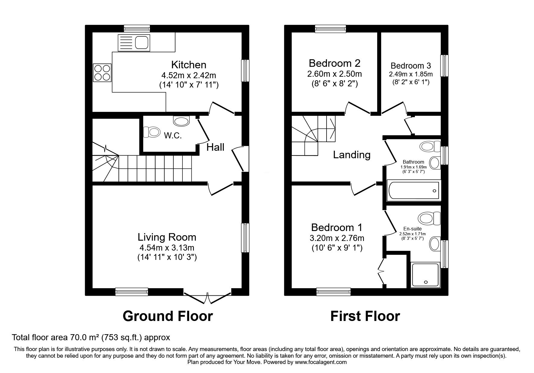 Floorplan of 3 bedroom End Terrace House for sale, Burnbrae Terrace, Bonnyrigg, Midlothian, EH19