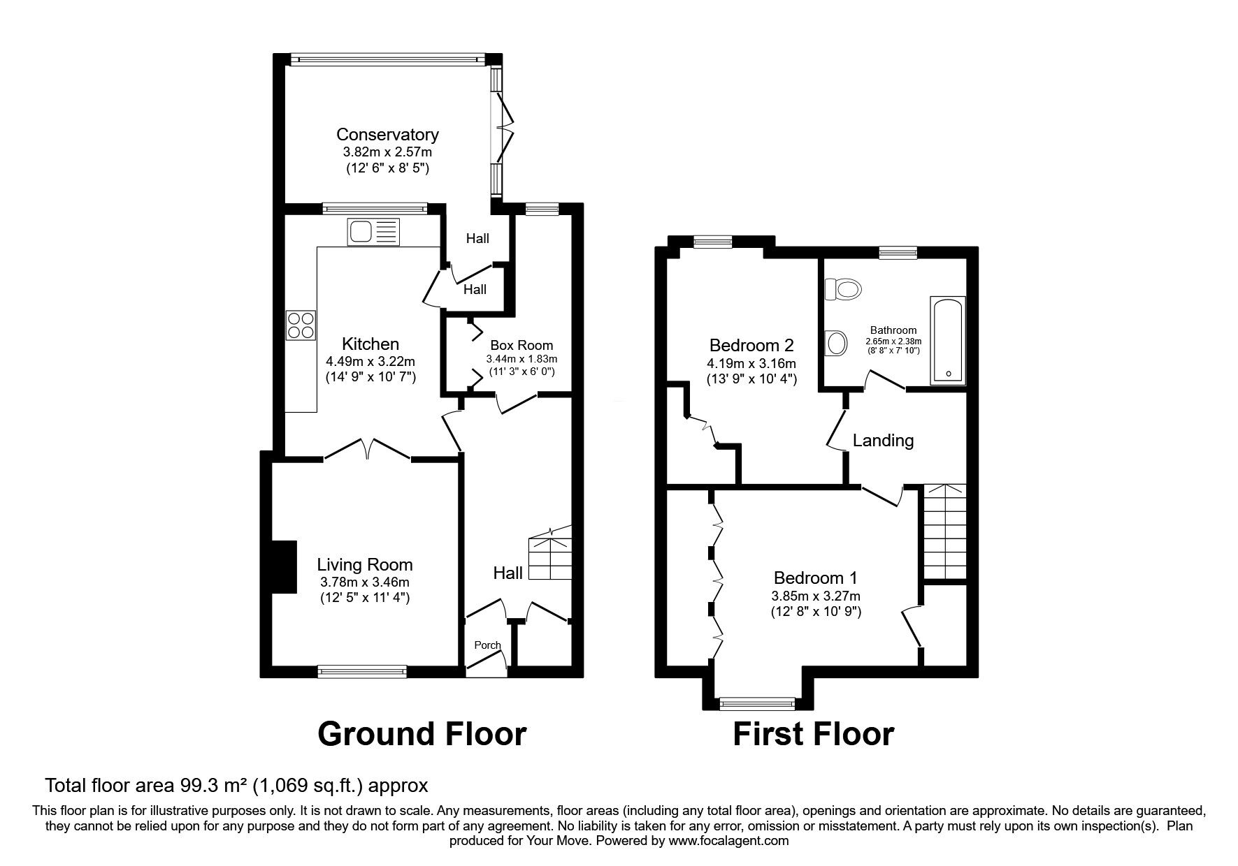 Floorplan of 2 bedroom Mid Terrace House for sale, Carberry Court, Whitecraig, East Lothian, EH21