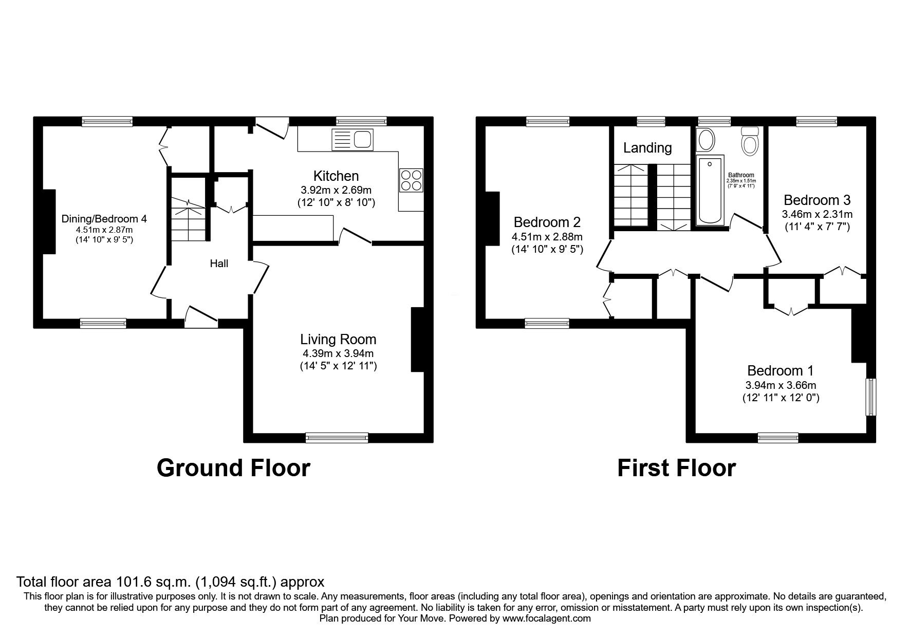 Floorplan of 4 bedroom Semi Detached House for sale, Crichton Avenue, Pathhead, Midlothian, EH37