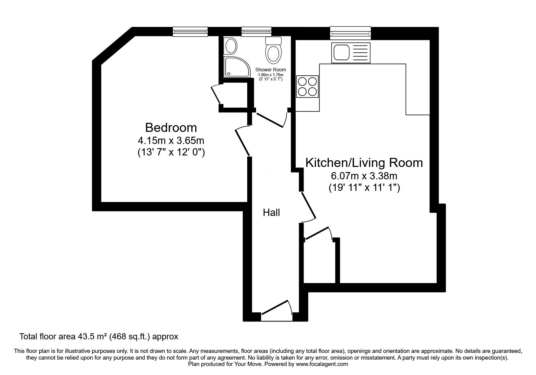 Floorplan of 1 bedroom  Flat for sale, New Street, Musselburgh, East Lothian, EH21