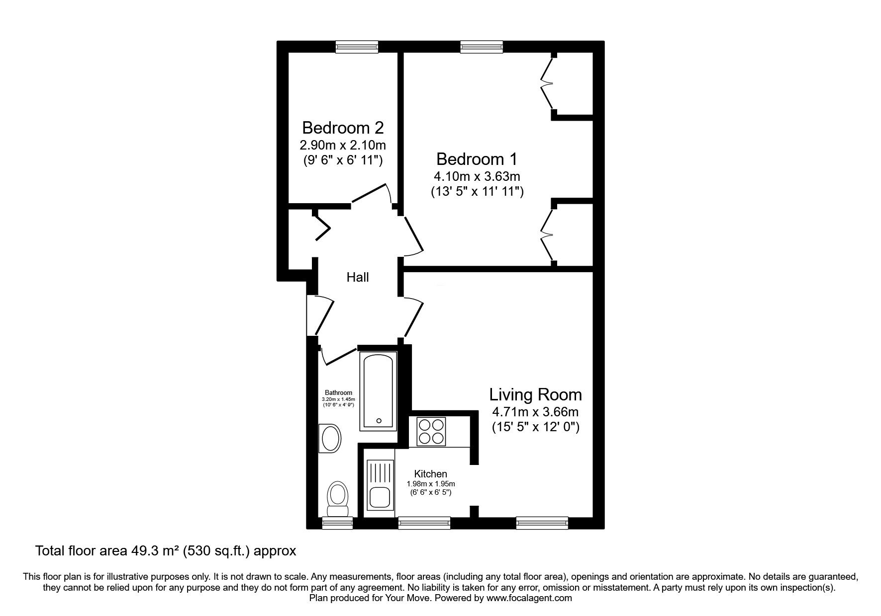 Floorplan of 2 bedroom  Flat for sale, Duke Street, Hawick, Scottish Borders, TD9