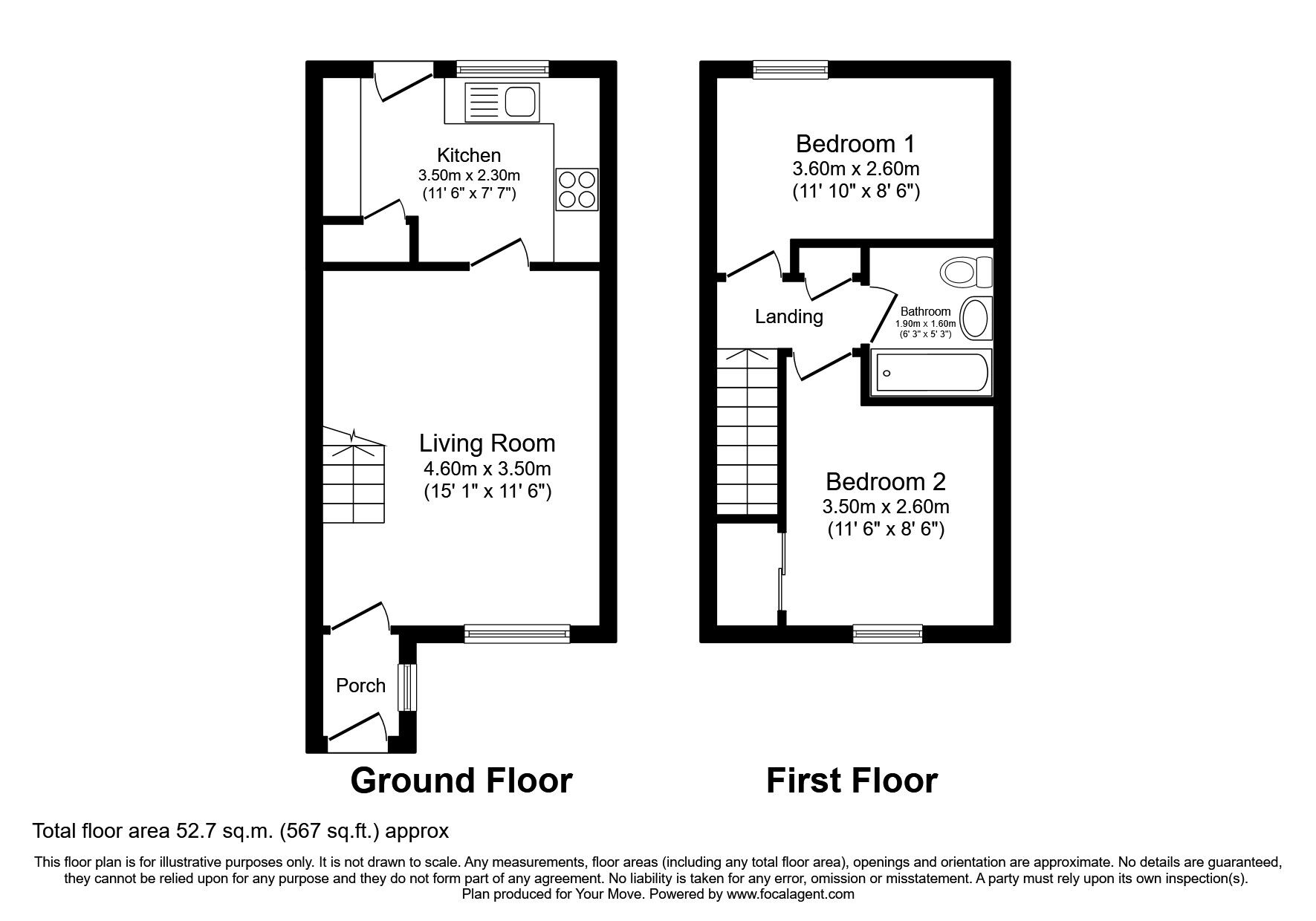 Floorplan of 2 bedroom End Terrace House to rent, Strathbeg Drive, Dalgety Bay, Fife, KY11