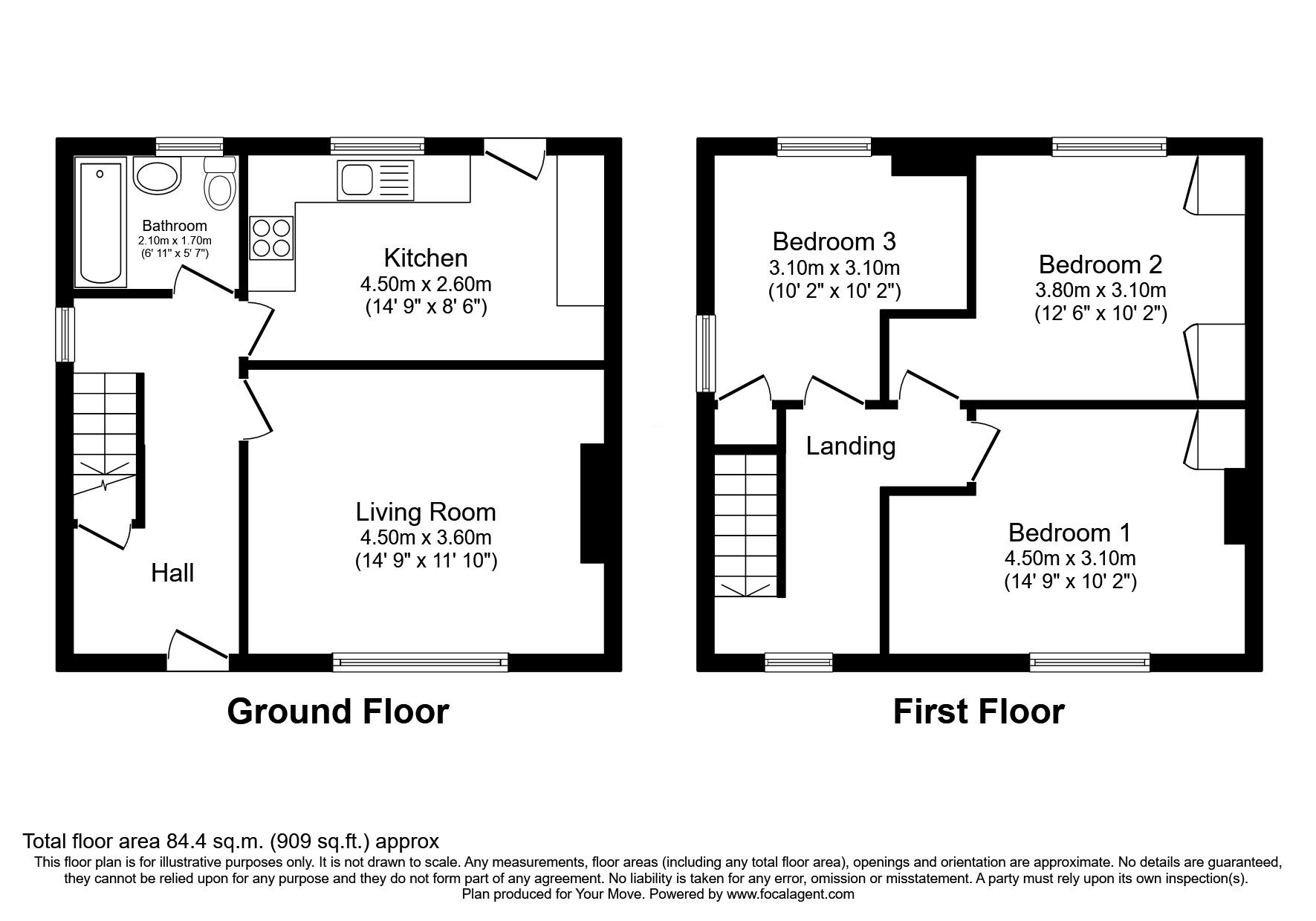 Floorplan of 3 bedroom Semi Detached House for sale, Burnside Crescent, Rosyth, Dunfermline, KY11