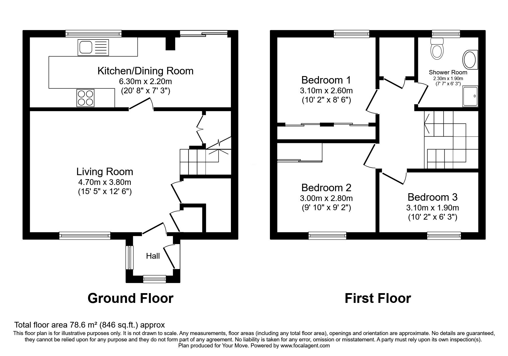 Floorplan of 3 bedroom Semi Detached House for sale, Hillside Avenue, Dalgety Bay, Dunfermline, KY11