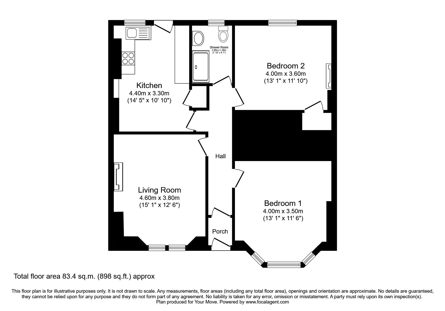 Floorplan of 2 bedroom  Flat for sale, Queensferry Road, Rosyth, Fife, KY11