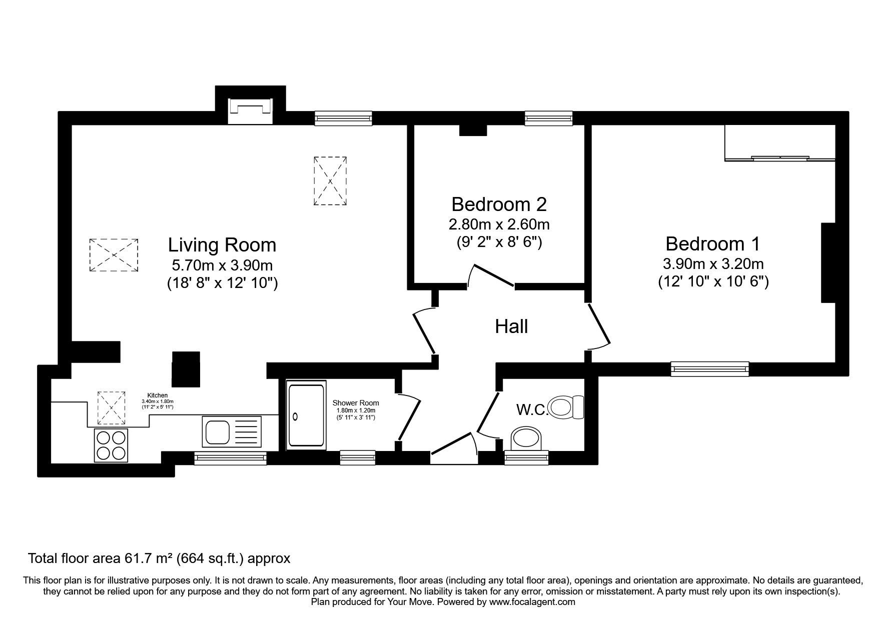 Floorplan of 2 bedroom Detached House for sale, Main Street, Aberdour, Fife, KY3