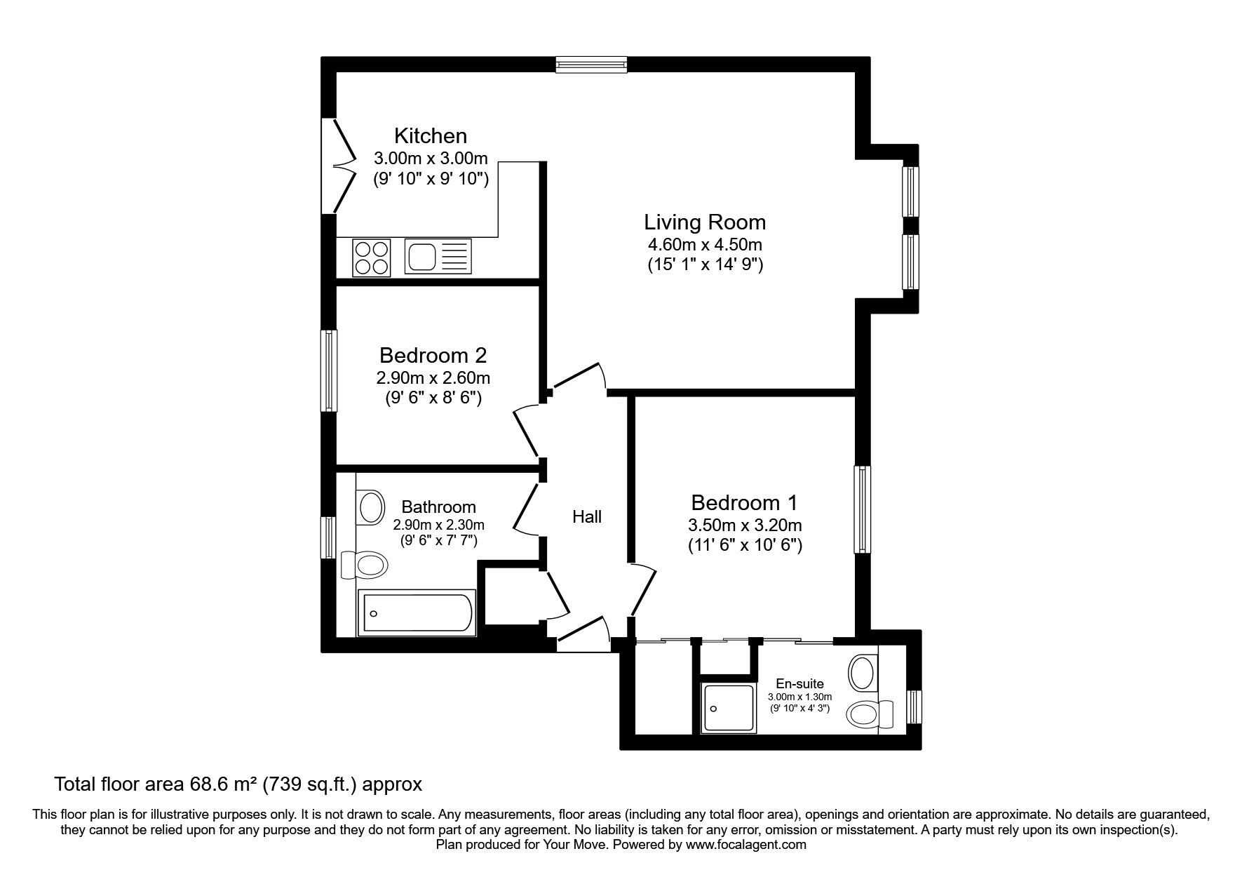 Floorplan of 2 bedroom  Flat for sale, Merchants Way, Inverkeithing, Fife, KY11