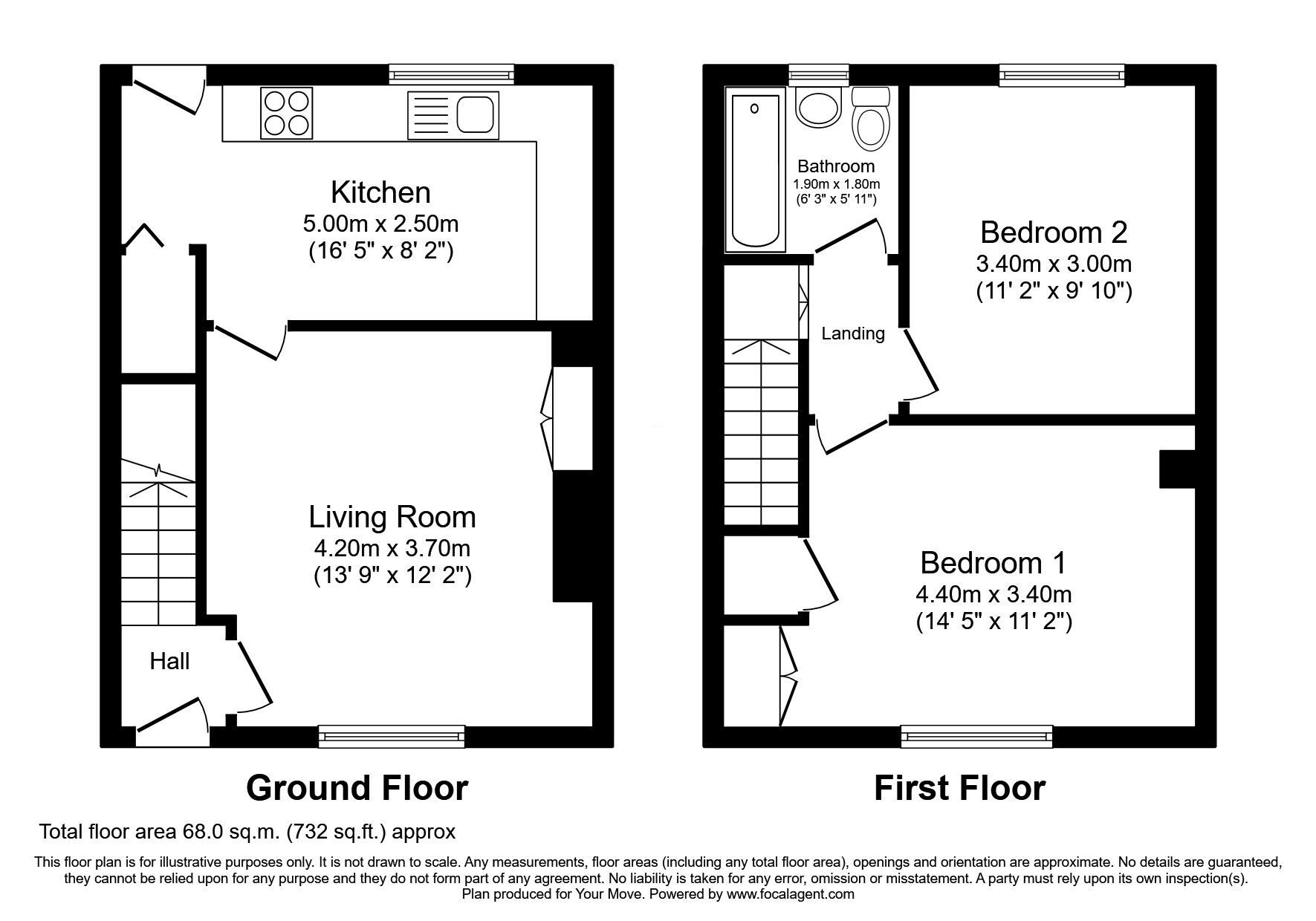 Floorplan of 2 bedroom Mid Terrace House for sale, Roods Square, Inverkeithing, Fife, KY11