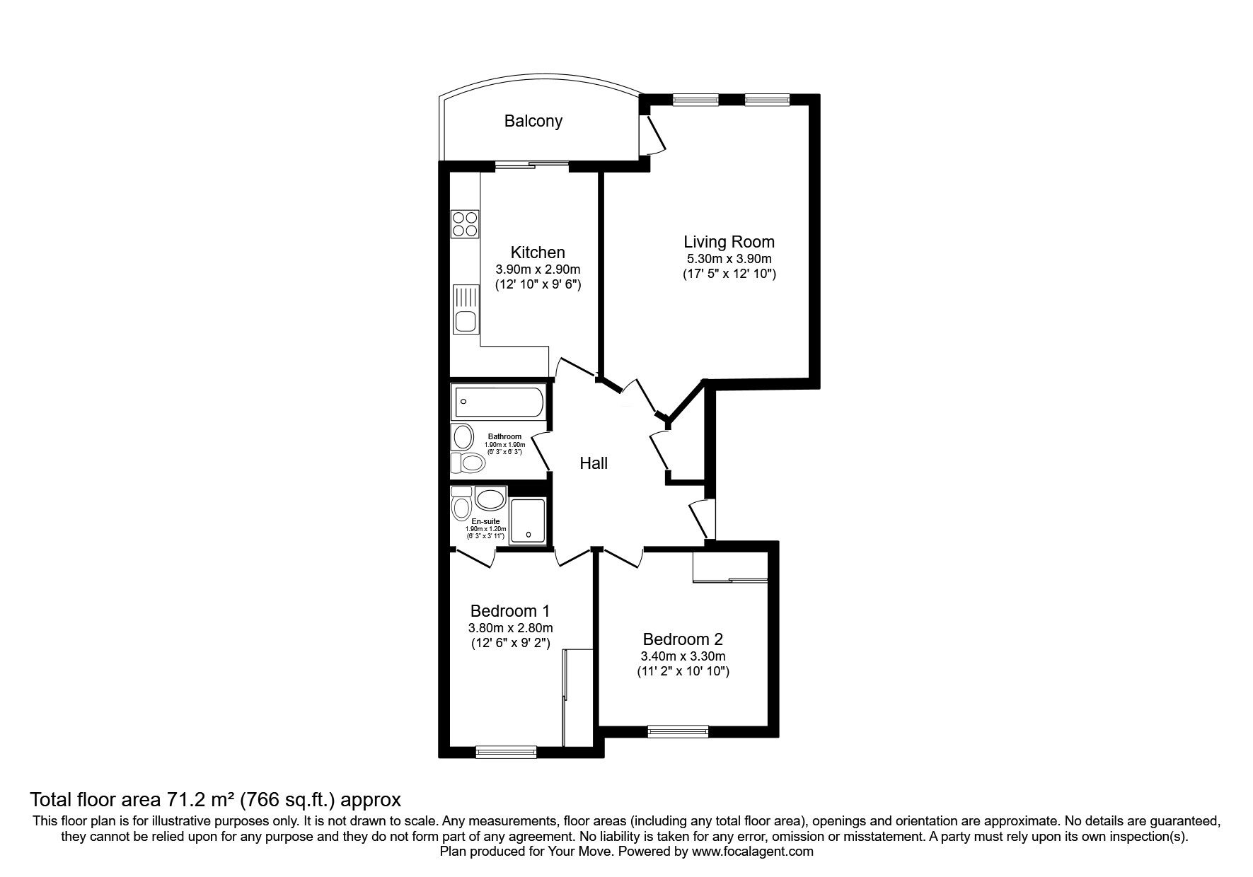 Floorplan of 2 bedroom  Flat for sale, Spinnaker Way, Dalgety Bay, Fife, KY11