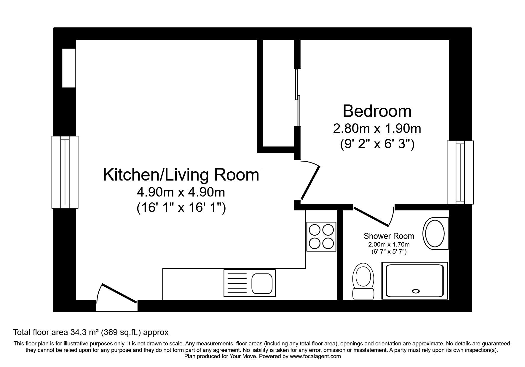 Floorplan of 1 bedroom  Flat for sale, Kinghorn Road, Burntisland, Fife, KY3