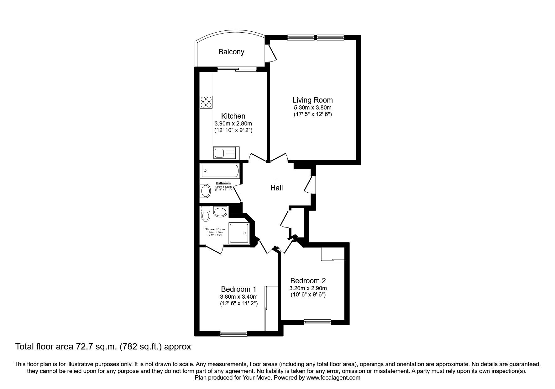 Floorplan of 2 bedroom  Flat for sale, Spinnaker Way, Dalgety Bay, Fife, KY11