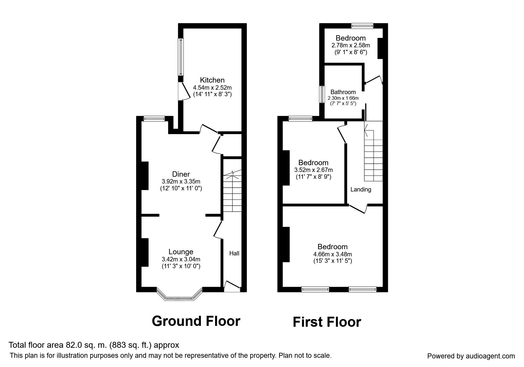 Floorplan of 3 bedroom Mid Terrace House to rent, Westmoreland Street, Darlington, County Durham, DL3