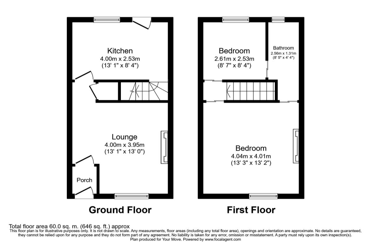 Floorplan of 2 bedroom Mid Terrace House to rent, Chelmsford Street, Darlington, County Durham, DL3