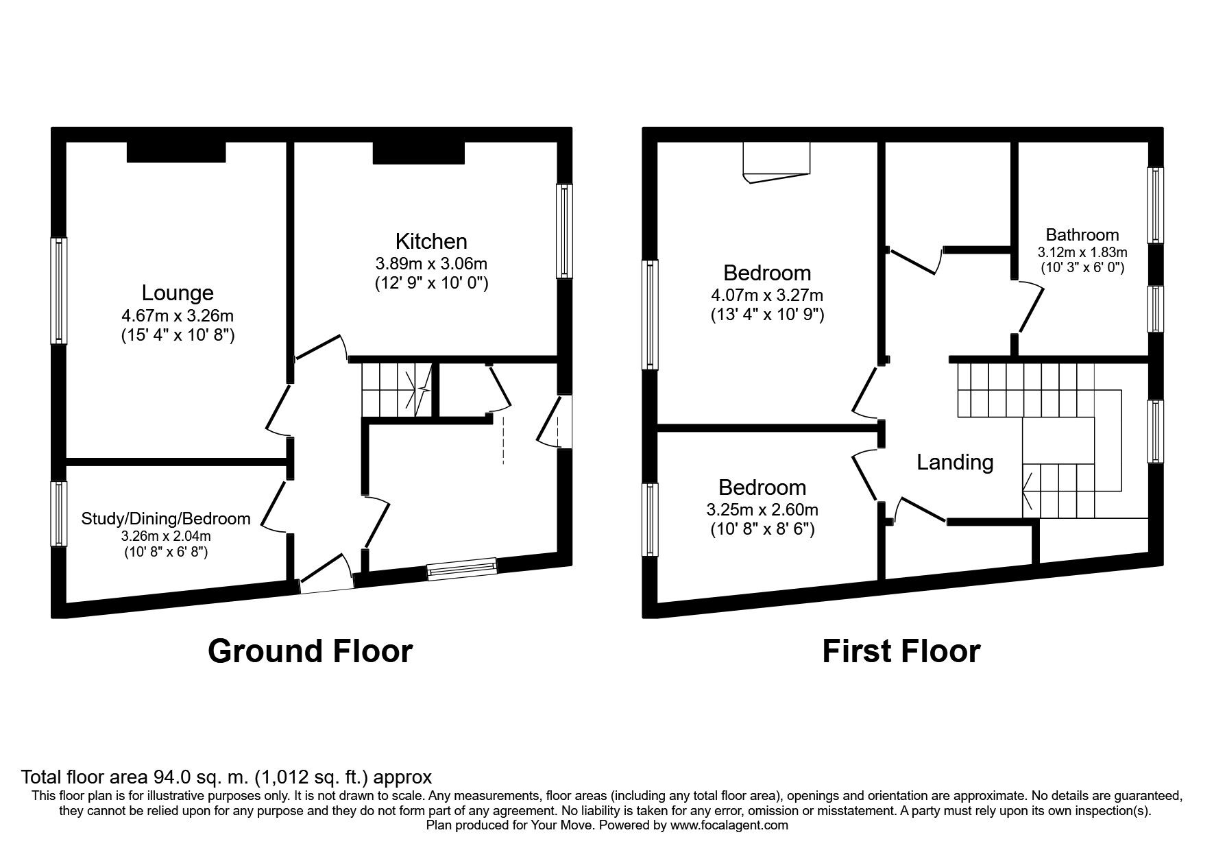 Floorplan of 2 bedroom Mid Terrace House to rent, Outram Street, Darlington, County Durham, DL3