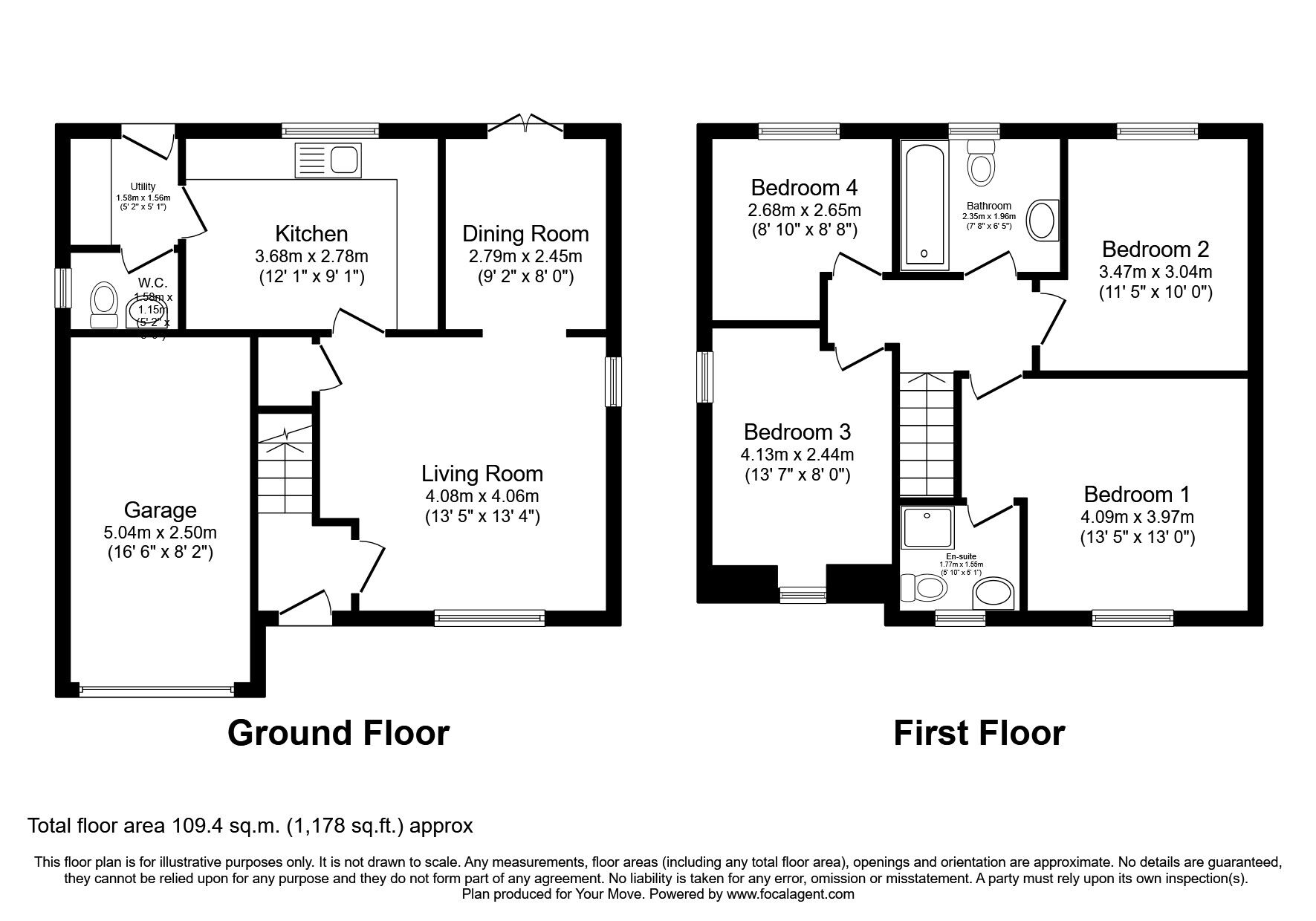 Floorplan of 4 bedroom Detached House to rent, Curlew Close, Faverdale, Durham, DL3