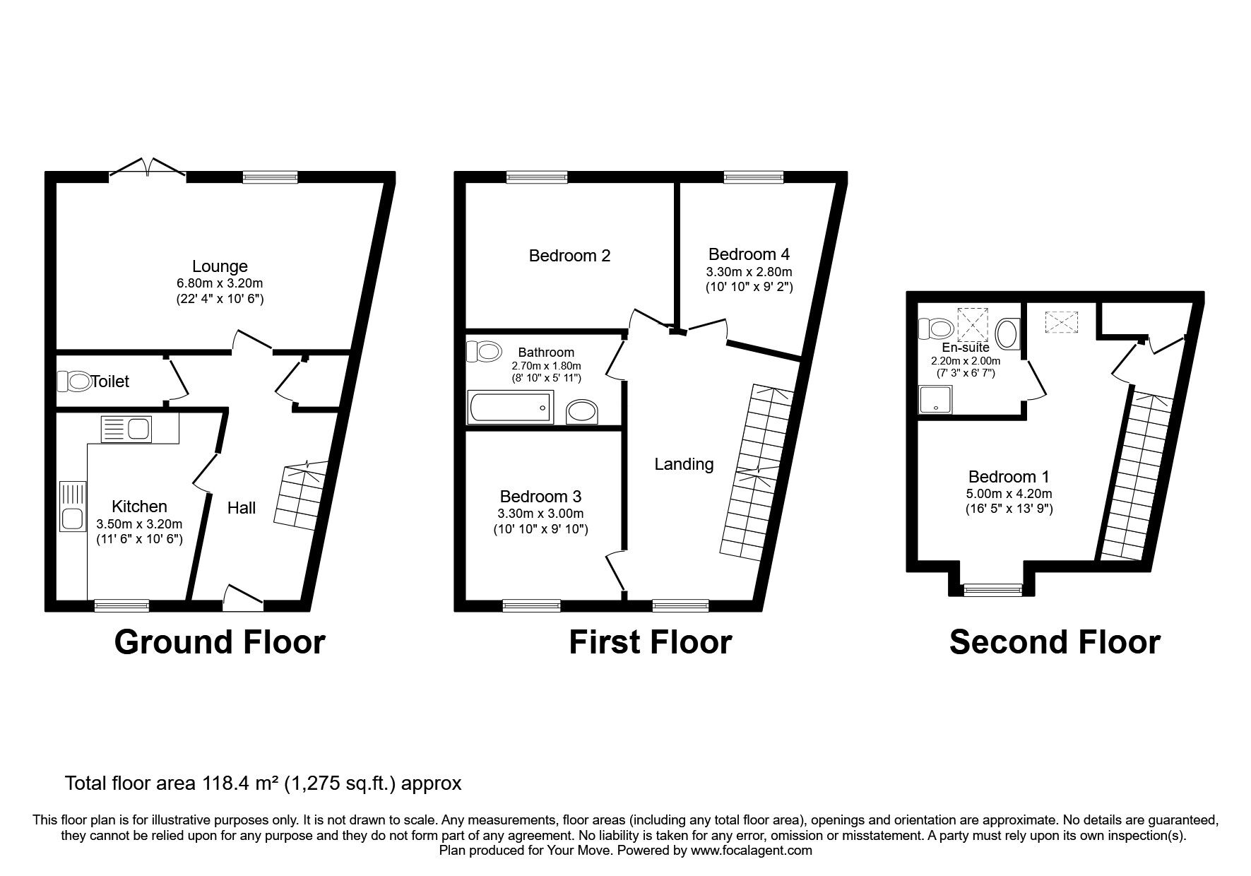 Floorplan of 4 bedroom Mid Terrace House for sale, Paton Way, Darlington, Durham, DL1